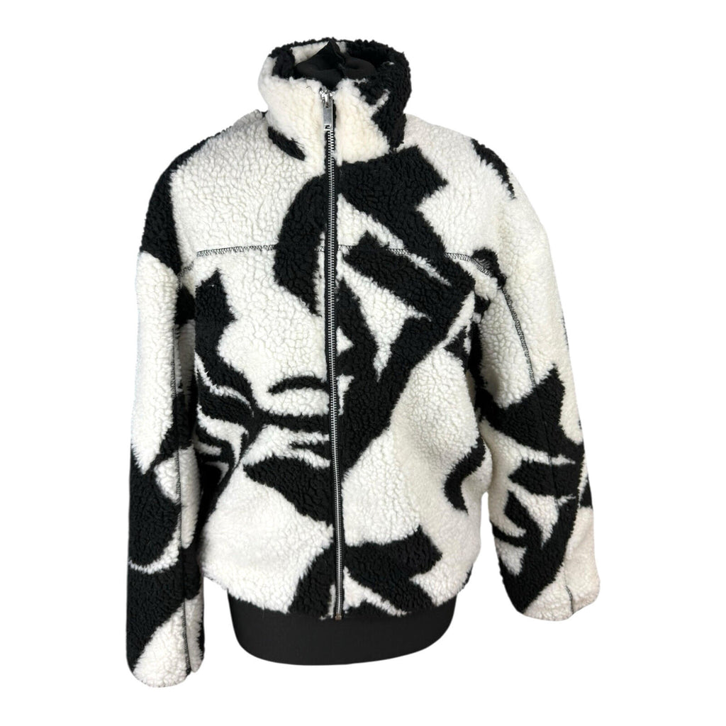 New Look Teddy Fleece Jacket Women’s UK Size S Zip Up Beige Black Coat