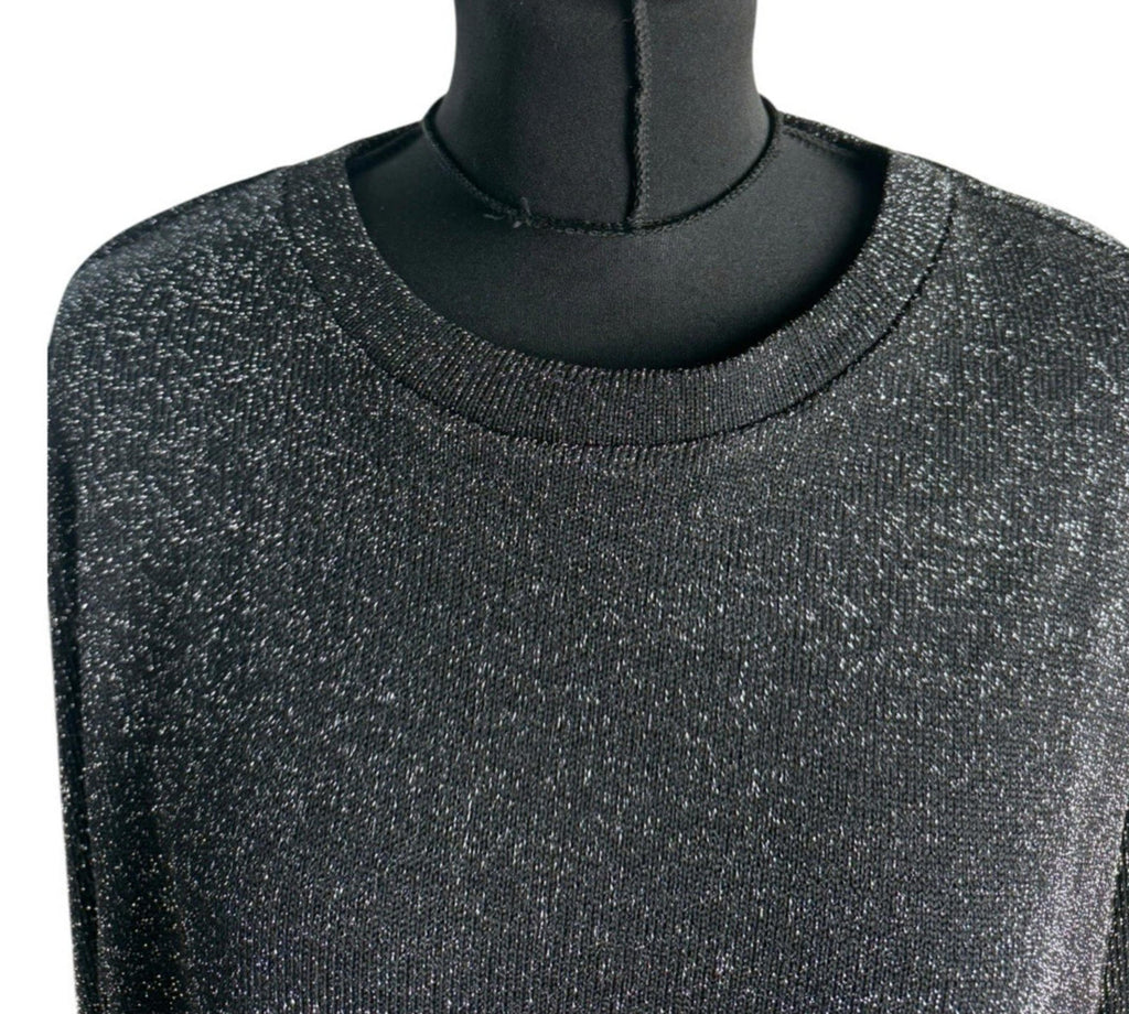 Divided Black Silver Sparkle Sweater Jumper Women’s UK Size L Crew Neck