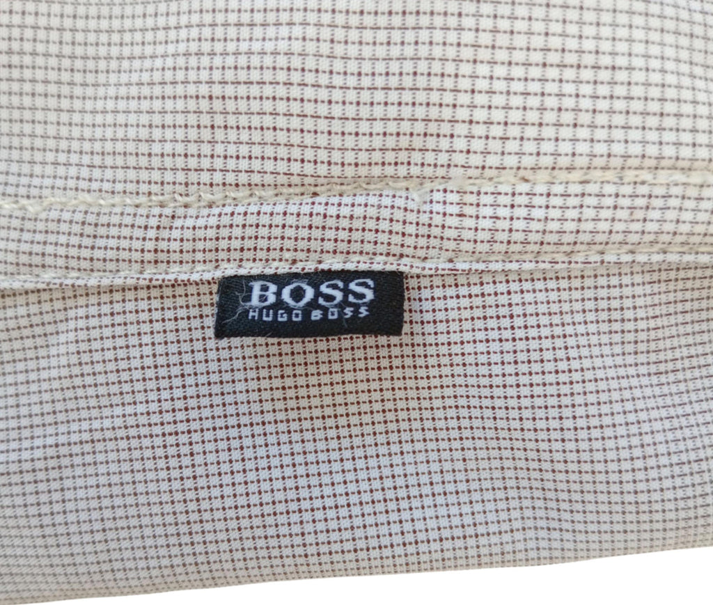 Hugo Boss Shirt Men's UK Size M Long Sleeve Brown Stripe 100% Cotton