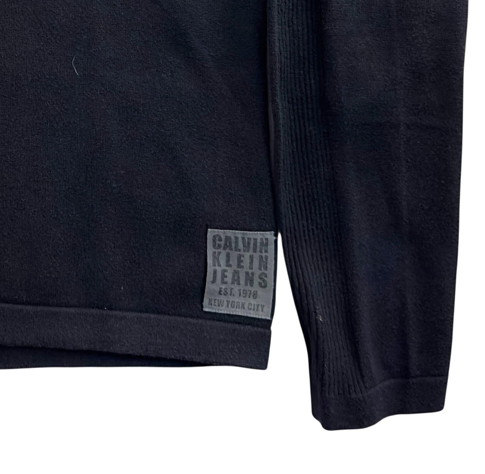 Calvin Klein Knit Jumper Men's UK Size L Black Grey 1/4 Zip Long Sleeve Pullover