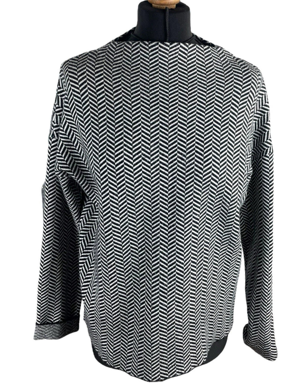 Tahari Black & White Jumper Open Neck Mid Length Women’s UK Size M