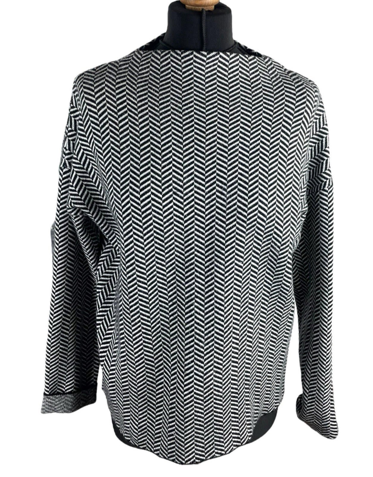 Tahari Black & White Jumper Open Neck Mid Length Women’s UK Size M