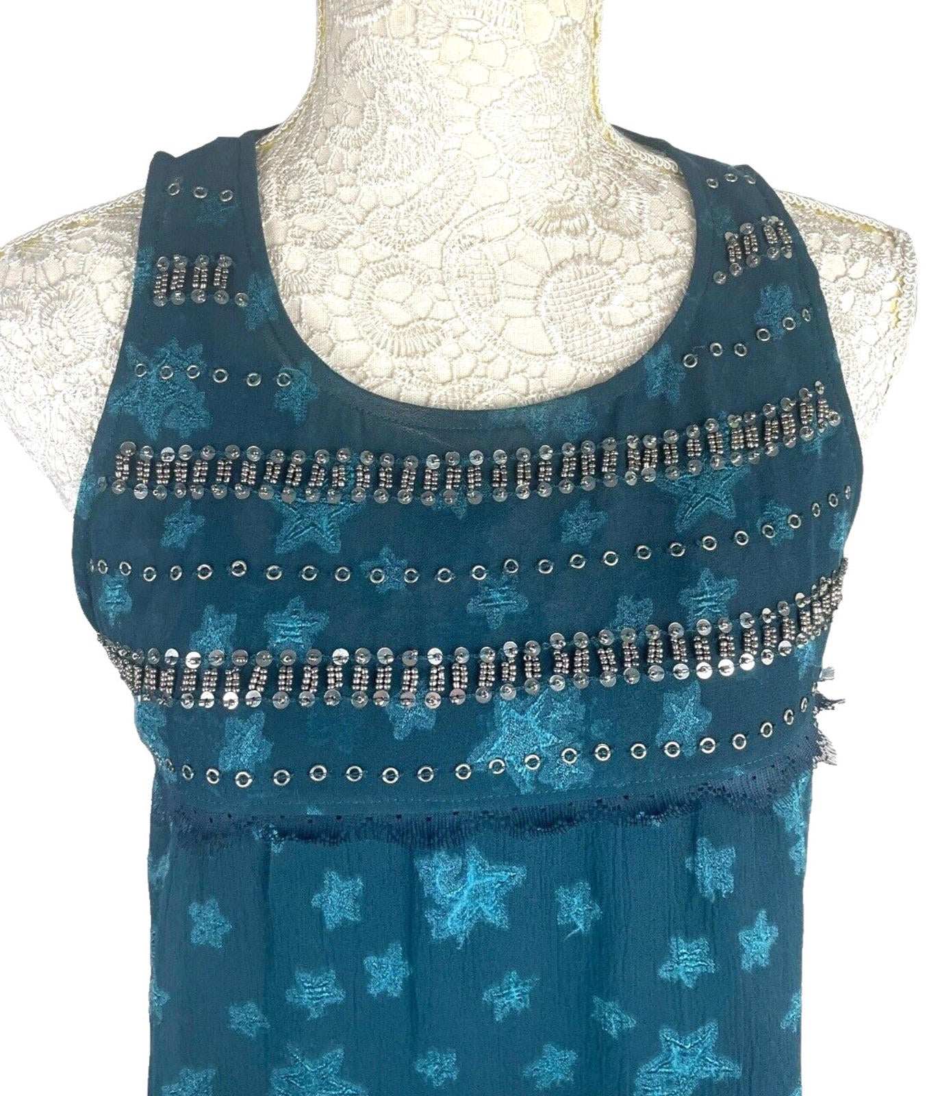 Next Starscene Tunic Top  Women's UK Size 10 Chiffon Layered Embezzled Sparkle