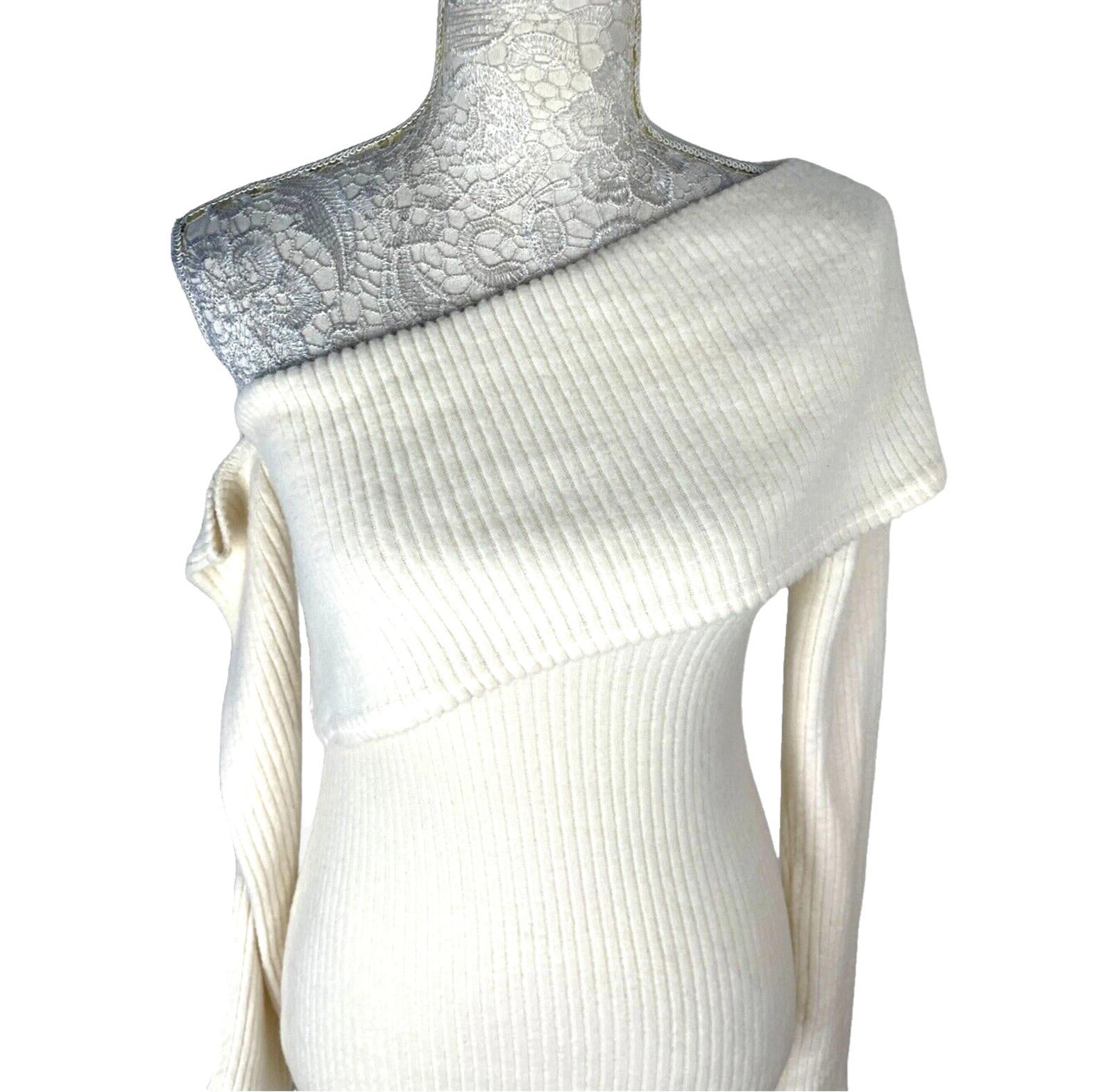 PLT Knit Jumper Mini Dress Women's UK Size 8 Asymmetric One Shoulder Long Sleeve