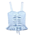 Divided Knit Vest Cami Crop Top Thrill Bow Detail Blue Women's UK Size XS