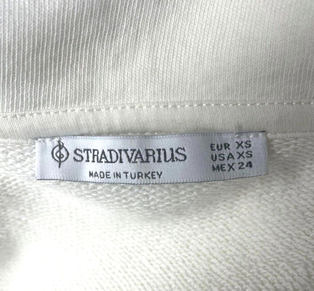 Stradivarius Over Sized Jersey Jumper Collared White Chicago Women's UK Size XS
