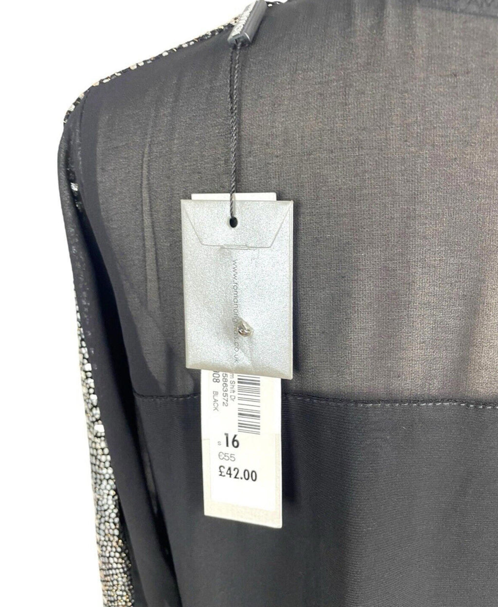 Roman Black Dress Silver Embellishment Midi Women’s UK Size 16