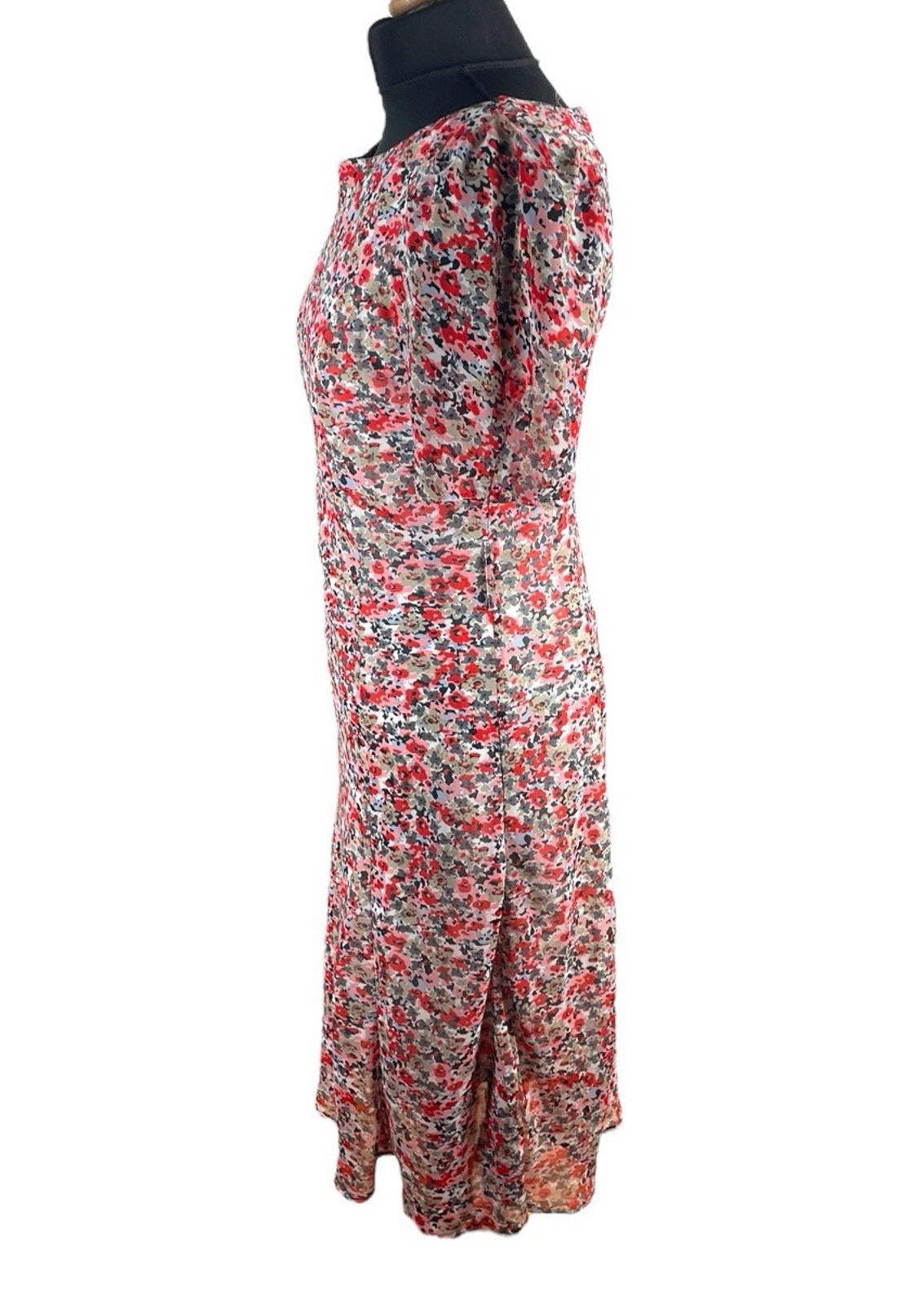 Autonomy Red Floral Midi Dress Layered Summer Women’s UK Size 12