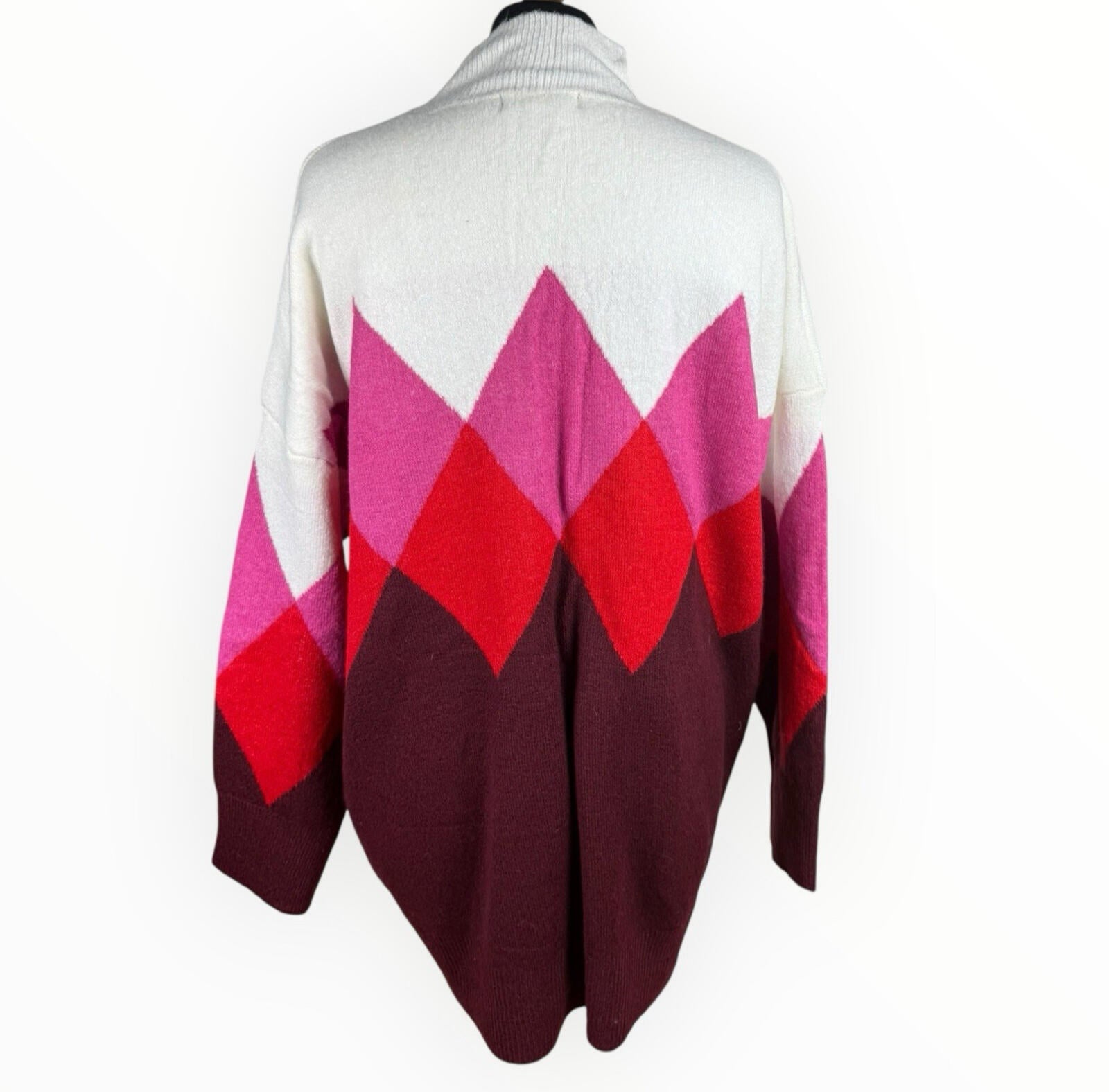 F&F Knit Jumper Women’s UK Size 18 High Neck Diamond Beige Red Pink