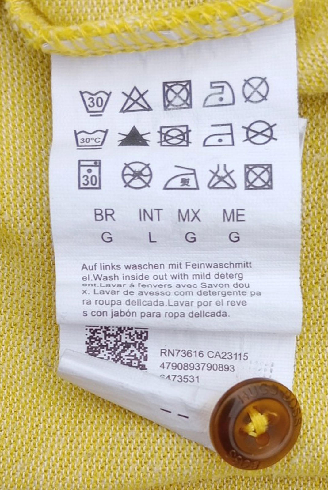 Hugo Boss Polo Shirt Men's UK Size L Yellow Short Sleeve 100% Cotton Easy Care