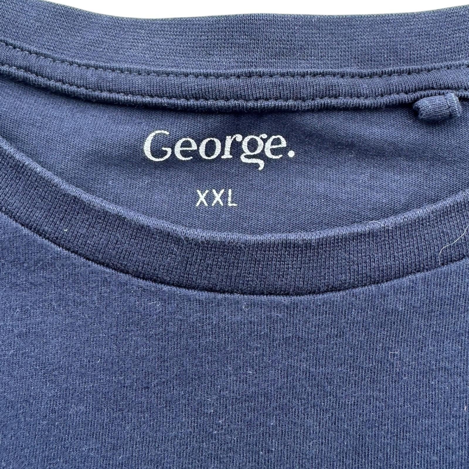 George T-Shirt Men's UK Size 2XL Blue Short Sleeve Crew Neck 100% Cotton