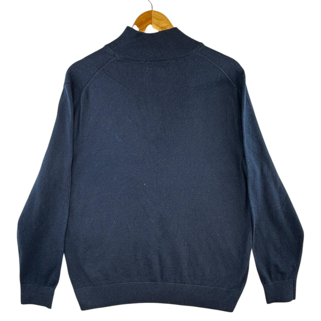 Nautica Knit Jumper Men's UK Size M Blue Long Sleeve 1/4 Zip Embroidered Logo