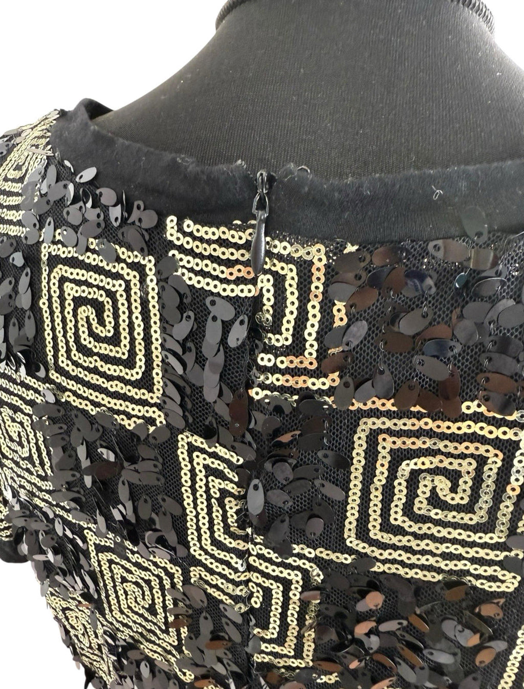 Made By Miso Sequin Mini Dress Black Gold Check Sparkle Women’s UK Size 14