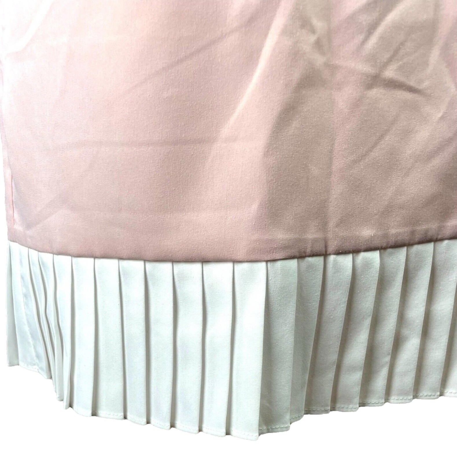 Pretty Little Thing Mini Skirt Pink White Pleat Trim Women’s UK Size 8