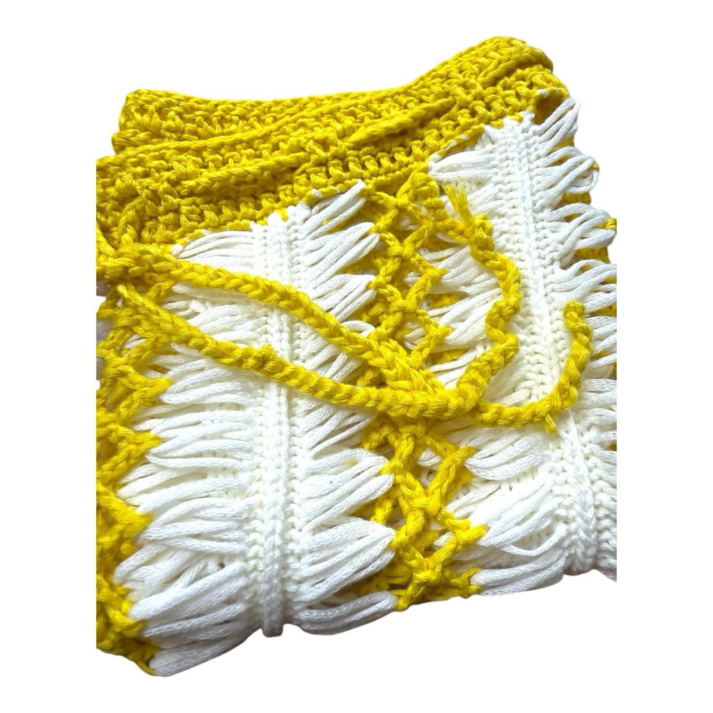 Pretty Little Thing Crochet Beach Skirt Yellow High Waist Women’s UK Size 8