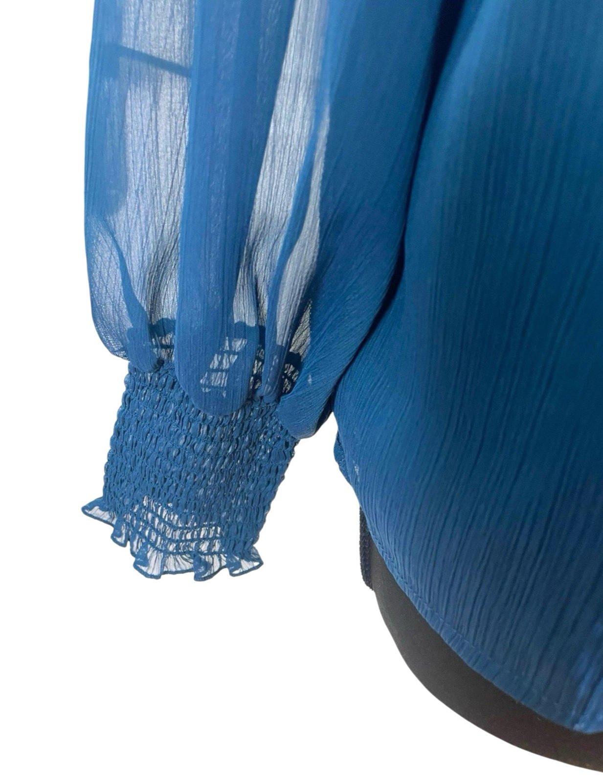 Laundry By Shelli Segal Blue High Neck Chiffon Top Women’s UK Size XS
