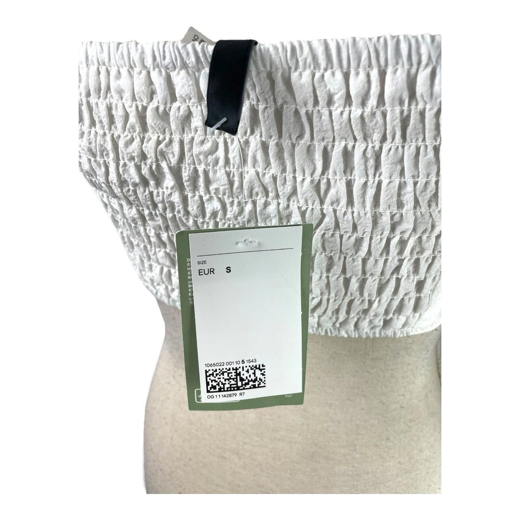 Divided White Puff Sleeve Crop Top Silver Ring Eyelet Women’s UK Size S
