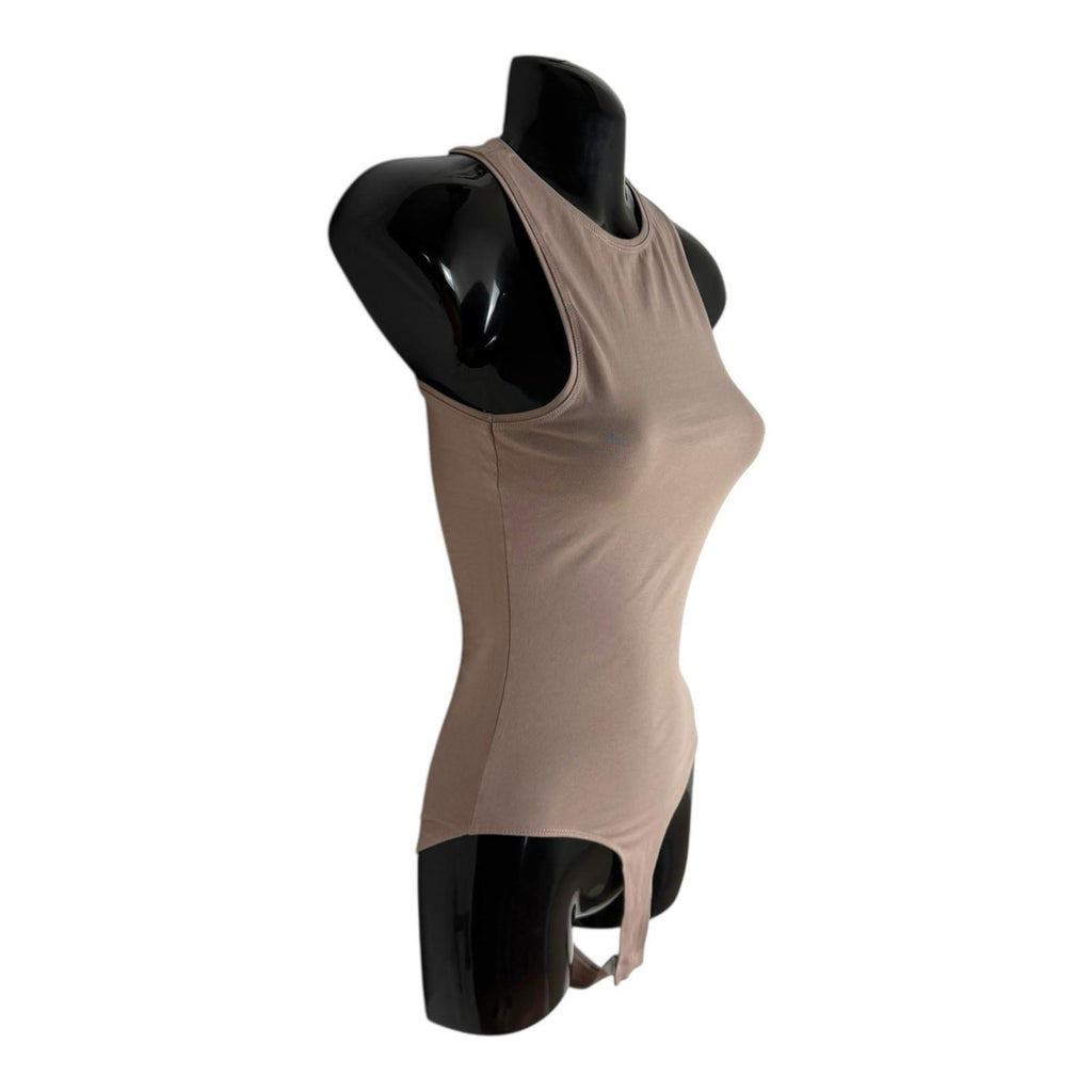 New Look Bodysuit Women's UK Size 6 Beige Nude Sleeveless Thong Bottom Snap