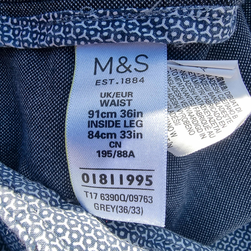 M&S Trousers Men's UK Size 38W 33L Grey Zip Front Zip Pockets Limited Edition