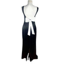 Satin Ballgown Prom Dress Low Back Black White Satin Bow Detail UK Size 8