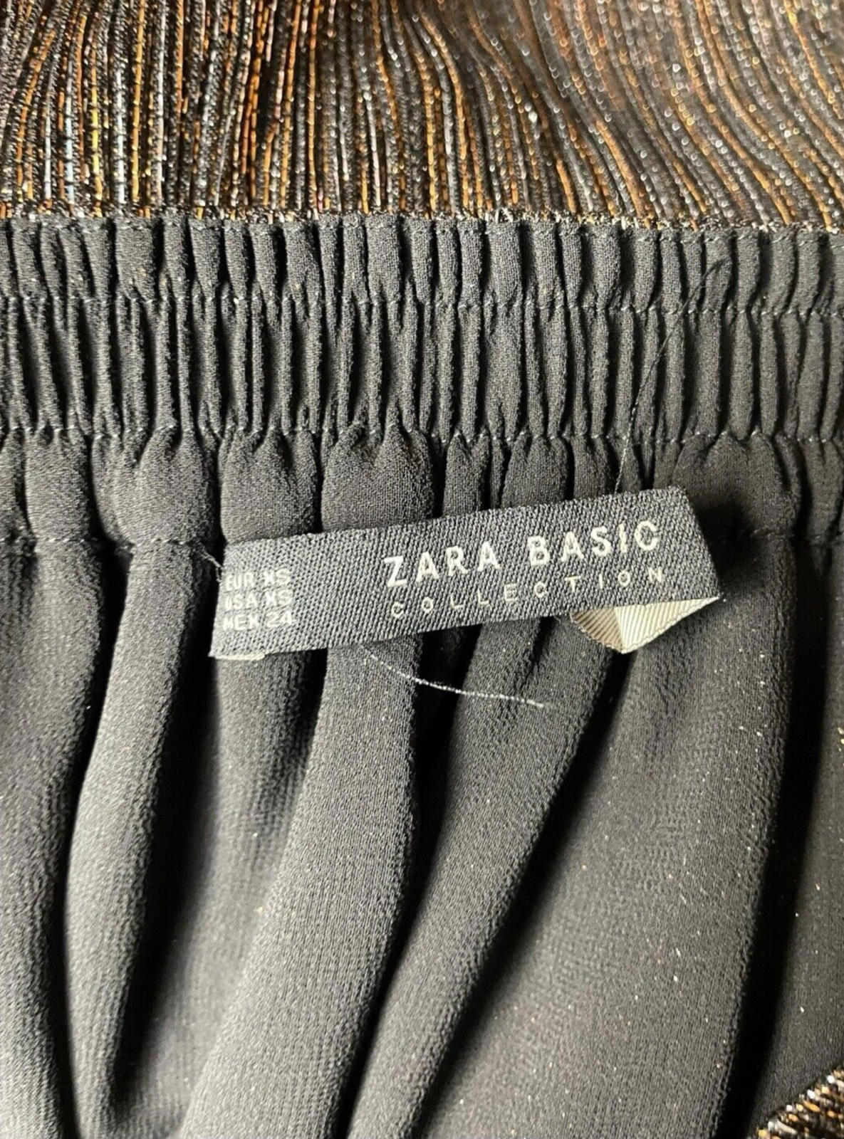 Zara Basic Black & Gold Sparkle Party Skirt Maxi Lined Women’s UK Size XS