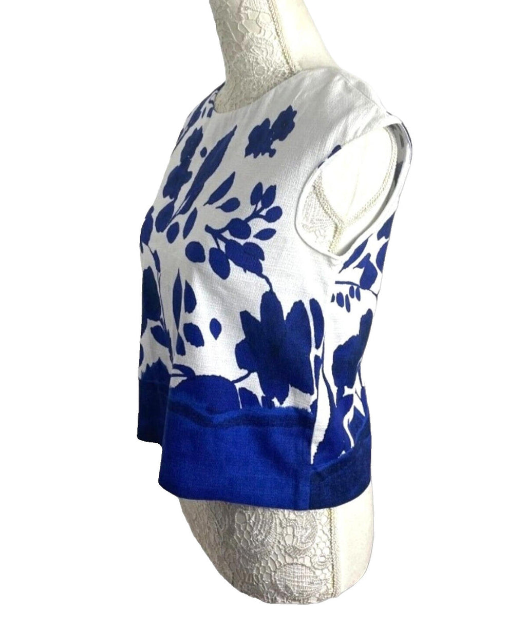 Zara Textured Floral Cotton Blend Crop Top Women's UK Size Small S