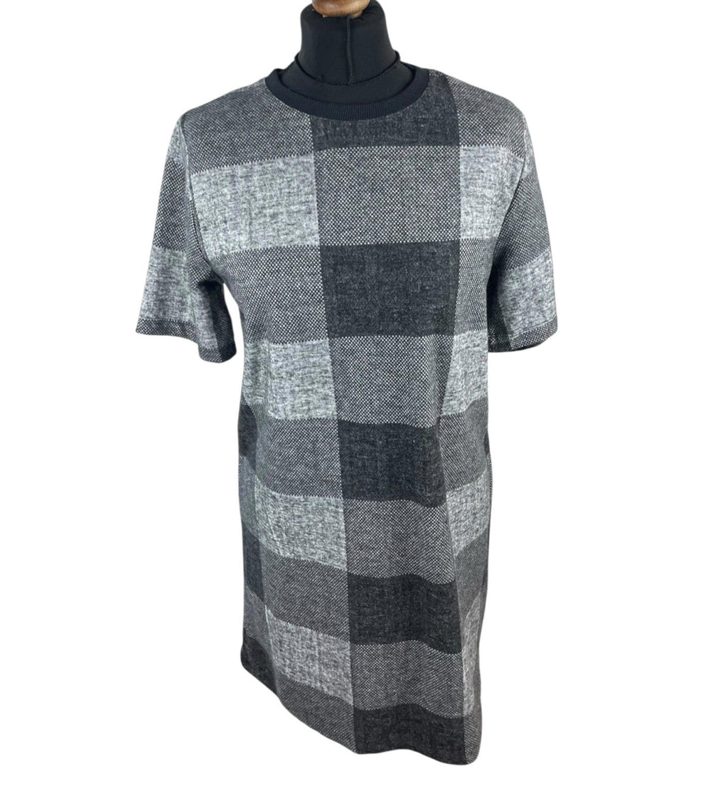 River Island Grey Check Jumper Dress Short Sleeve Women’s UK Size 10