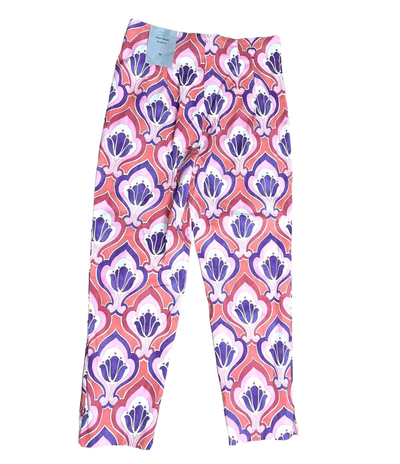 Zara Trousers Slim Fit High Waist Ankle Chino Printed Women's UK Size 6