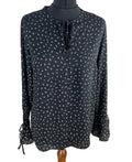 Lumiere Black Floral Blouse Long Sleeve Women’s UK Size S