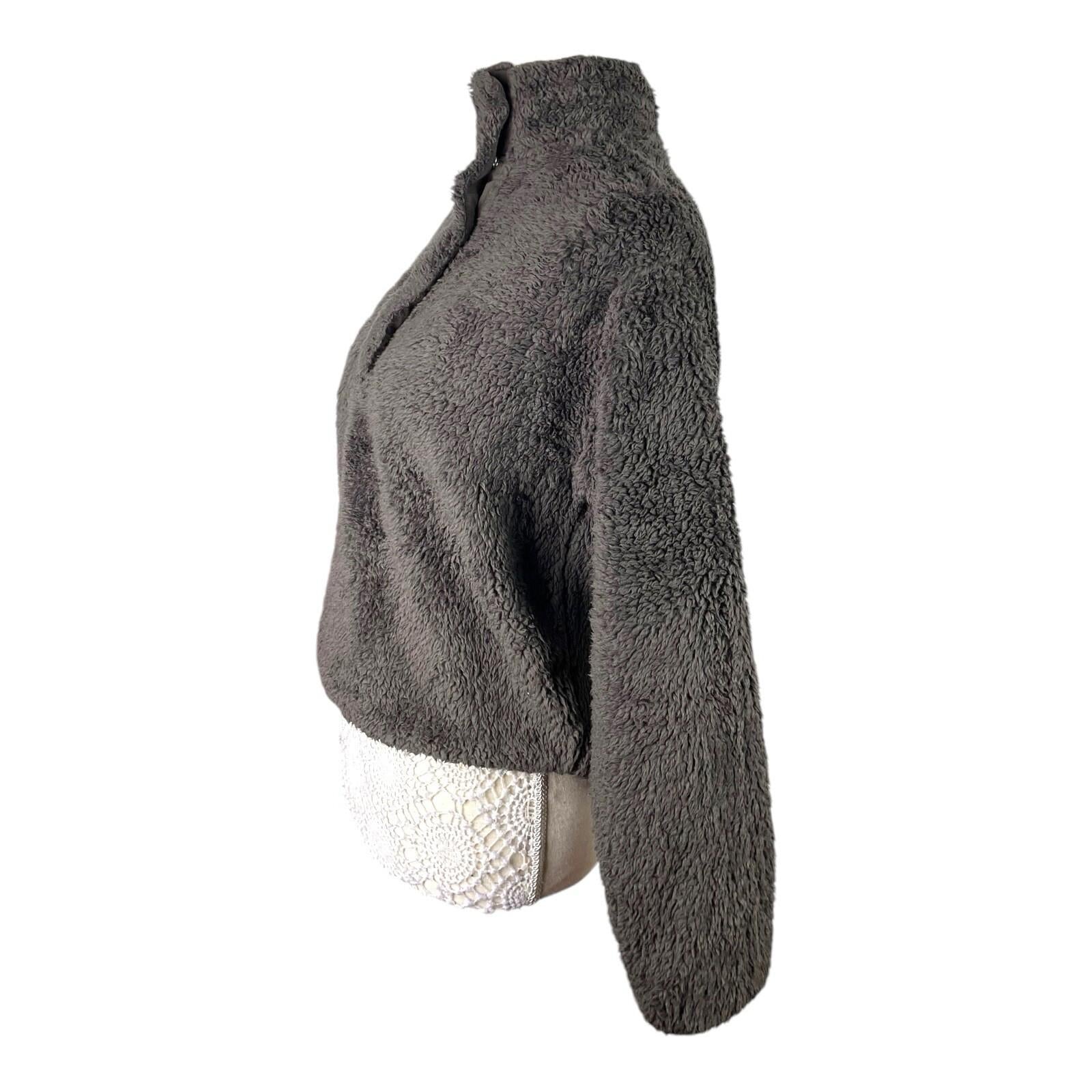 H&M Dark Brown Teddy Fleece Jumper High Neck Relaxed Fit Women’s UK Size XS