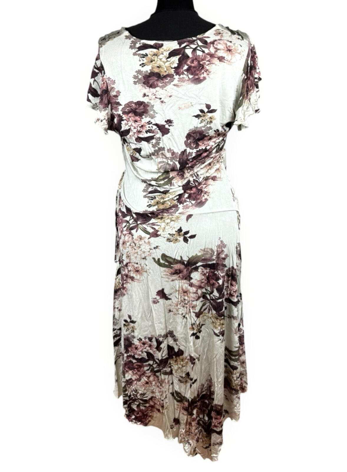 Next Floral Wrap Dress Women's UK Size B Neck Stretch Midi Beige Purple