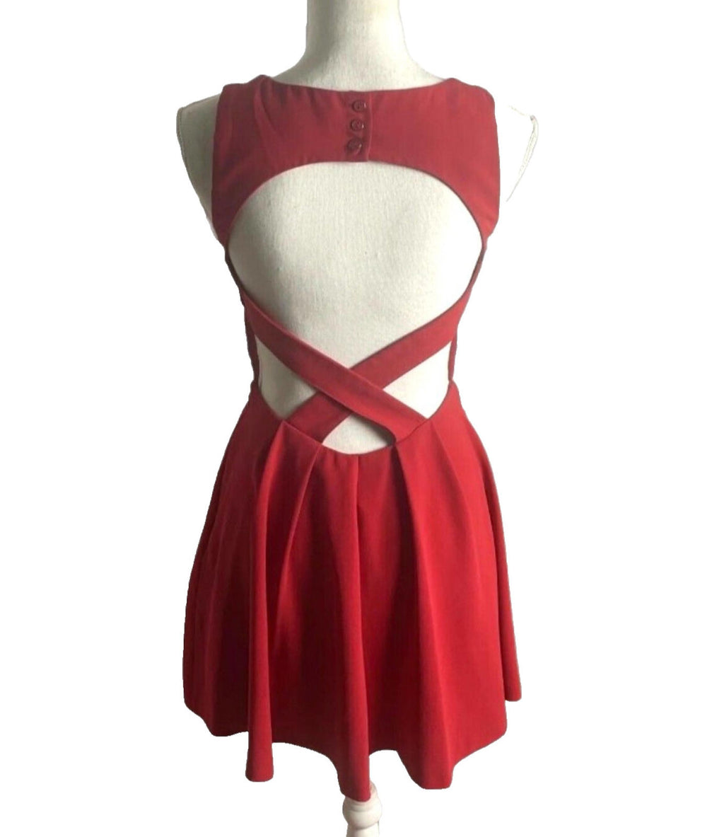 Mini Dress Red Backless A-line Spotlight Warehouse Collection Women's UK Size 8