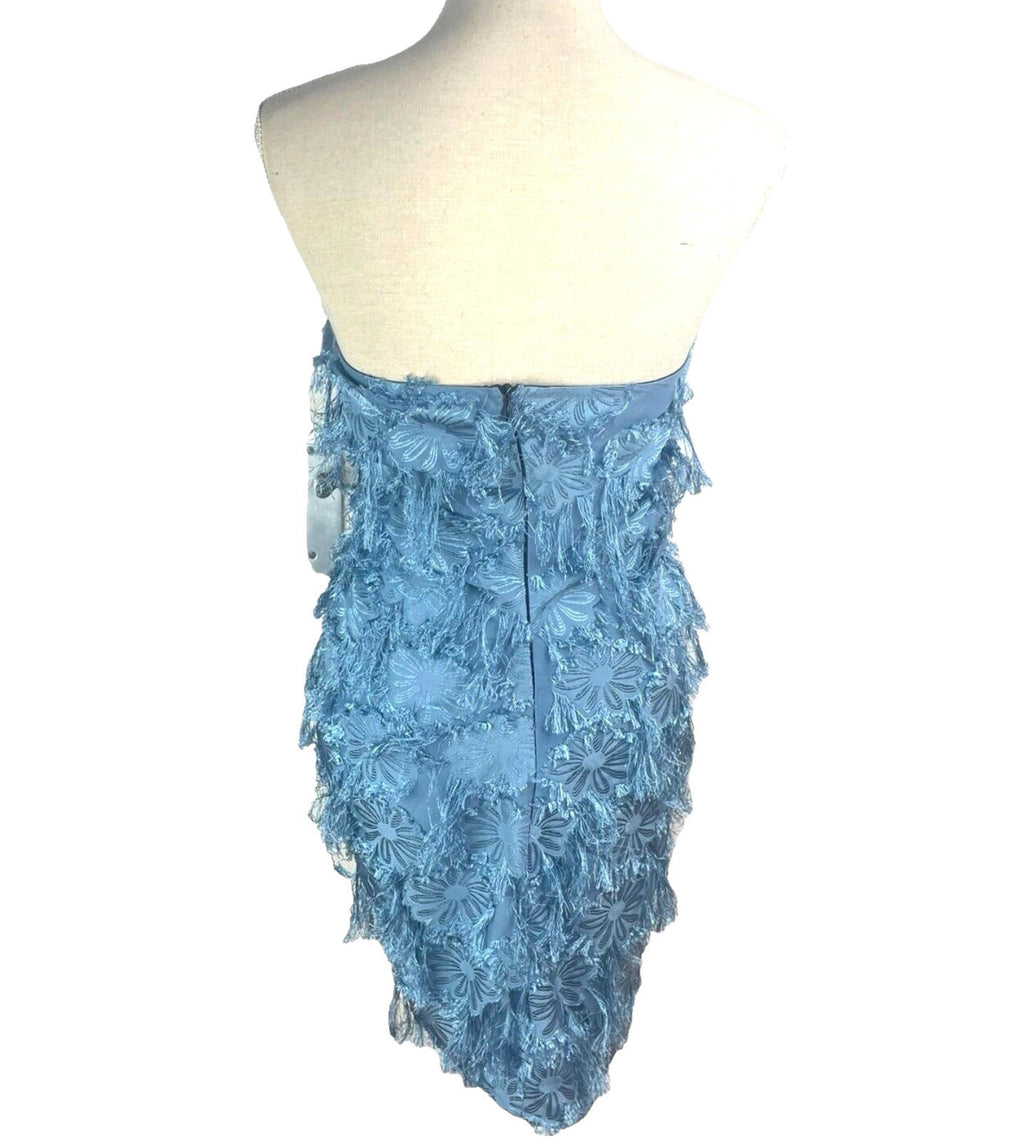 Pretty Little Thing Blue Faux Feather Off Shoulder Mini Dress Women’s UK Size 8