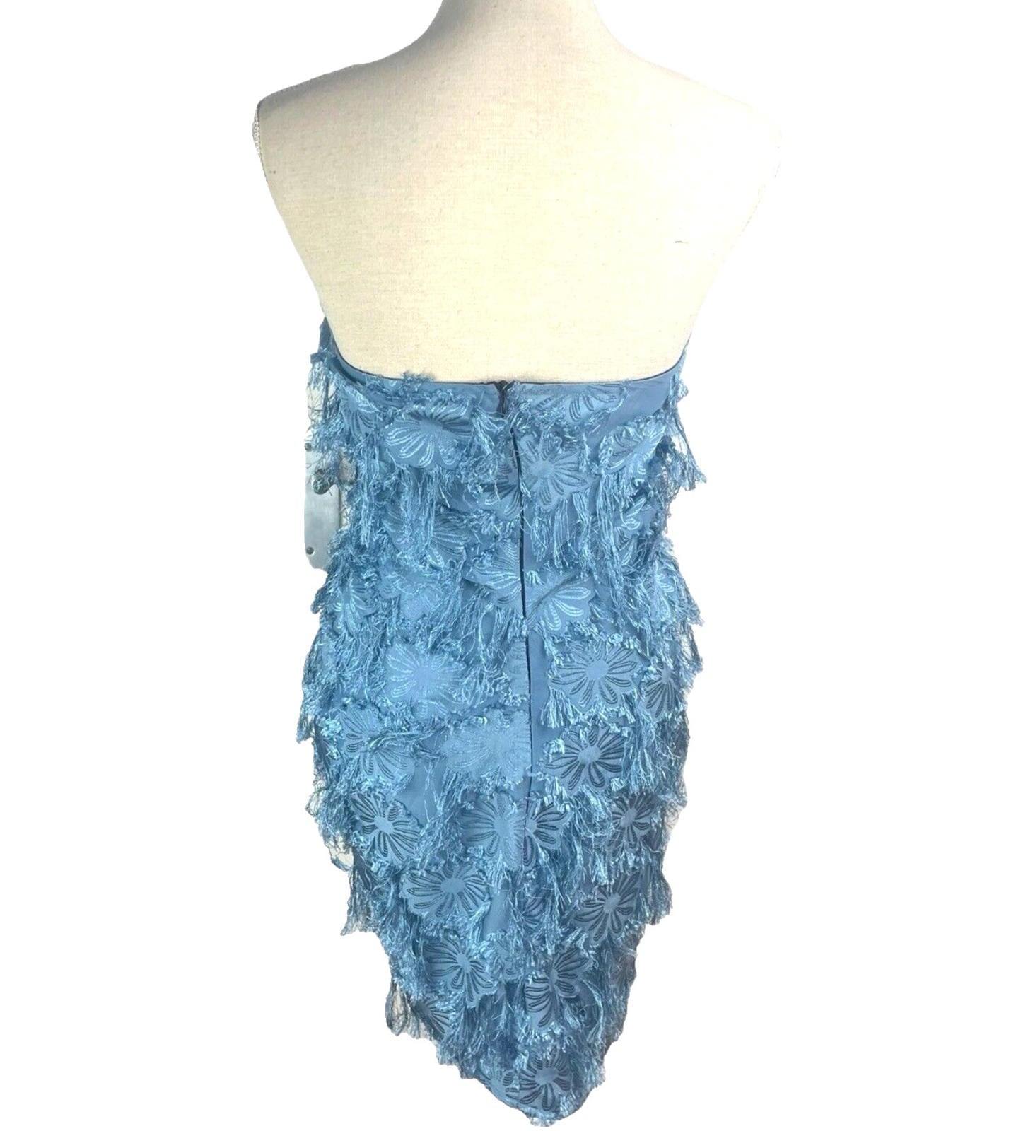 Pretty Little Thing Blue Faux Feather Off Shoulder Mini Dress Women’s UK Size 8
