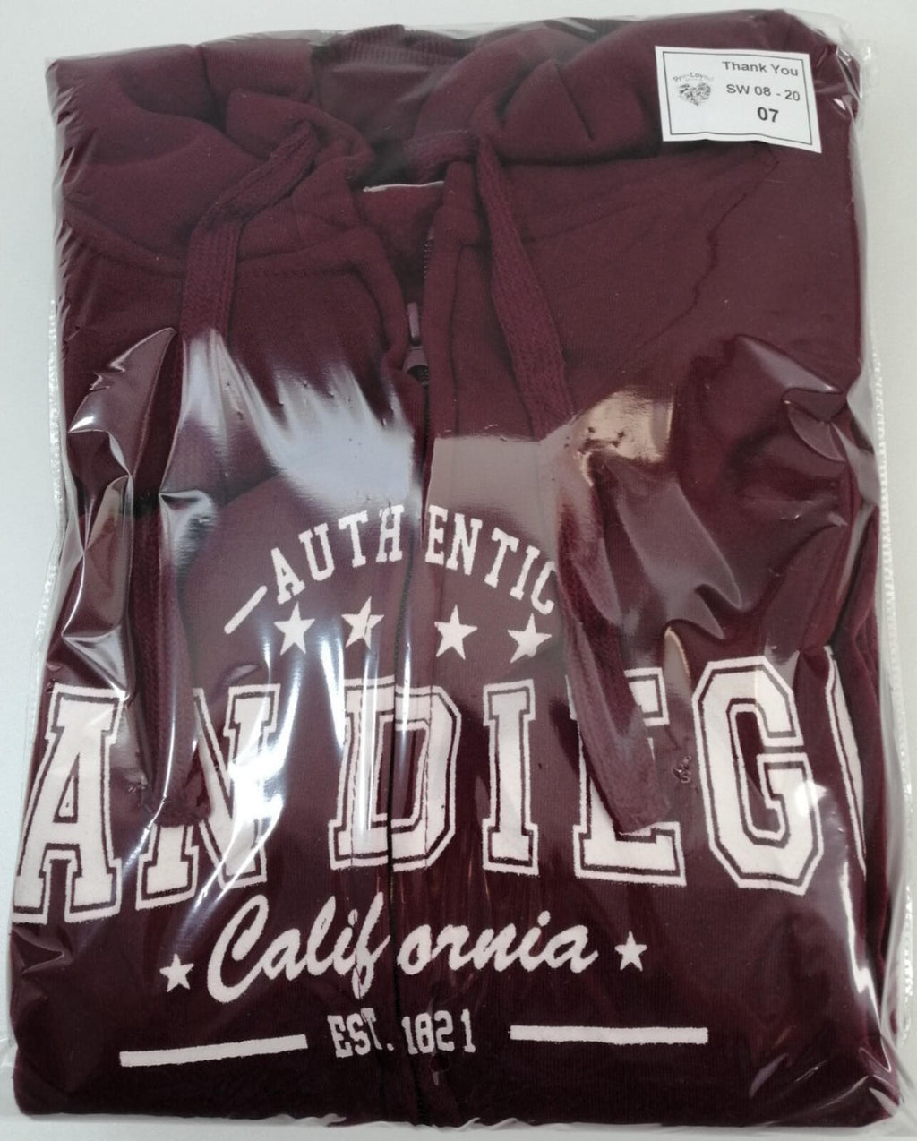 San Diego Zip Hoodie Men's UK Size XXL Red Jersey Hooded Jacket Pockets Sports