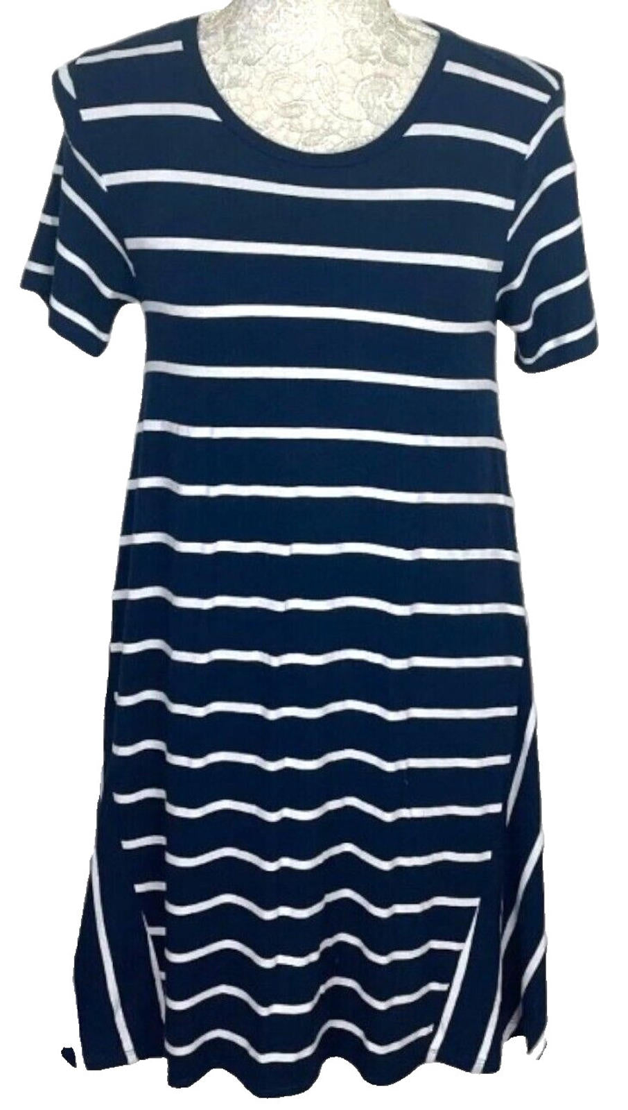 TU Jumper Dress Navy Blue & White Striped Women's UK Size 8