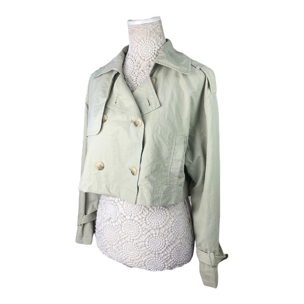 Stradivarius Light Kahki Trench Coat Cropped Relaxed Fit Women’s UK Size XS