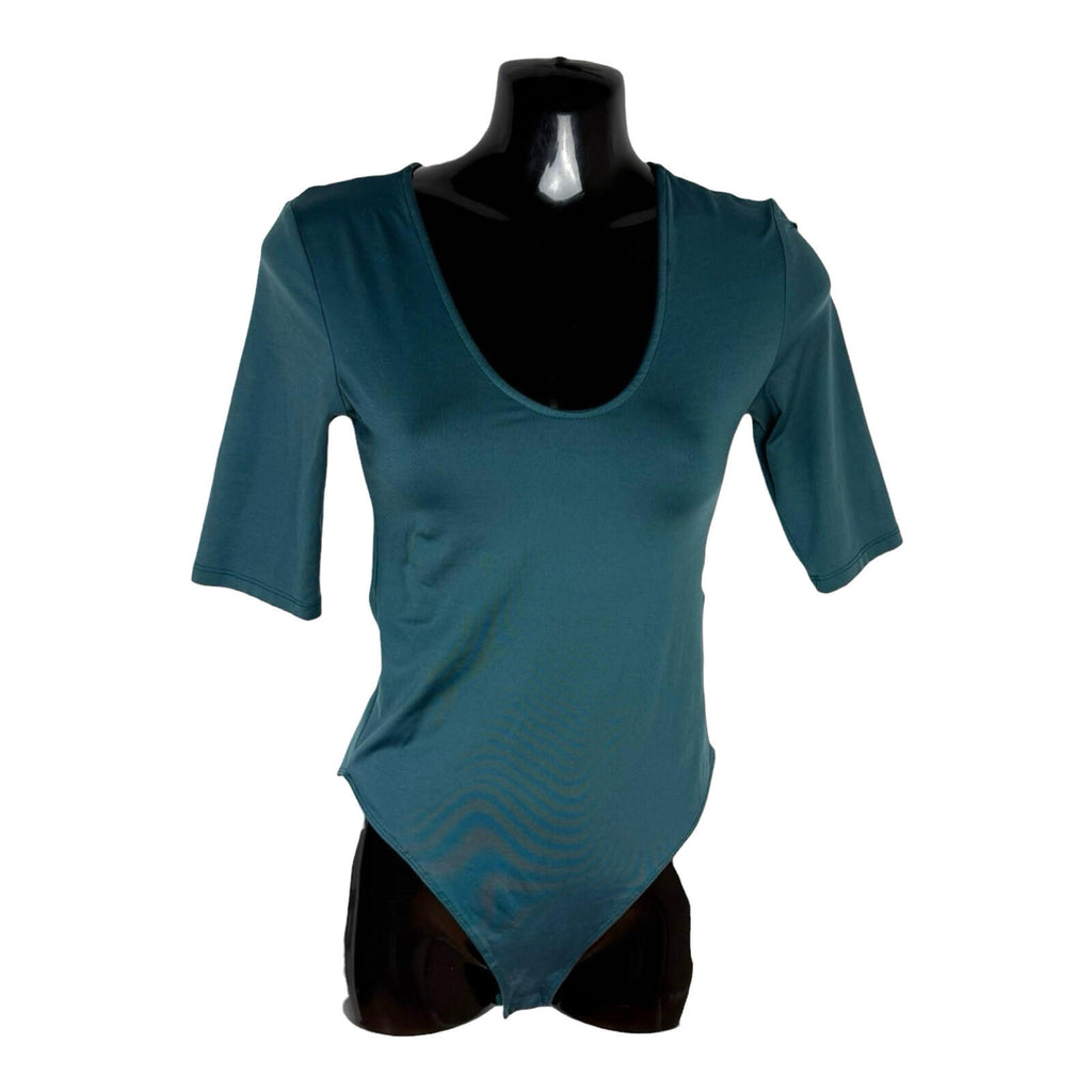 Primark Stretch Bodysuit Top Women’s UK Size XS 3/4 Sleeve Dark Green