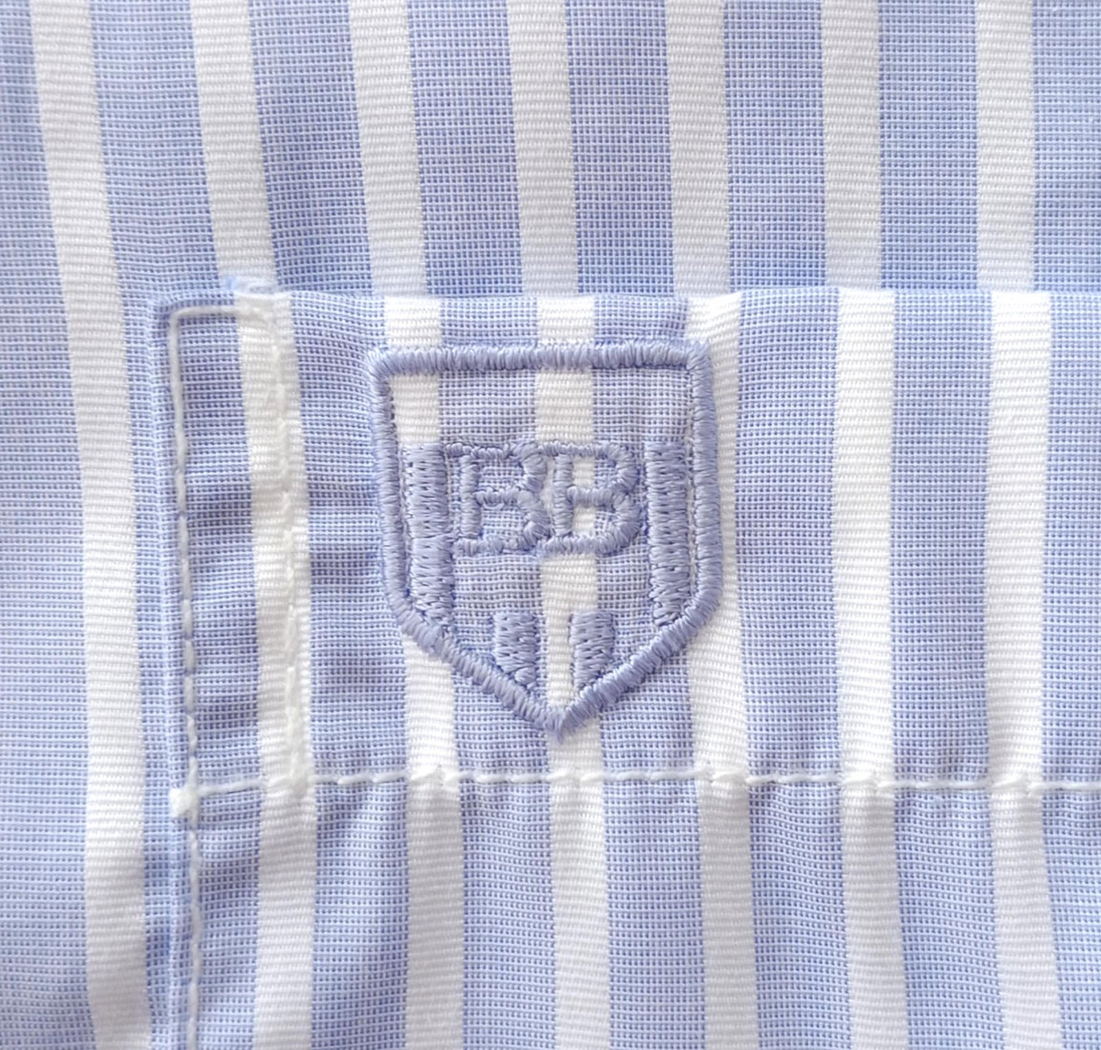 Broadbents & Boothroyds Shirt Men's UK Size 2XL Blue Stripe 100% Cotton Pocket