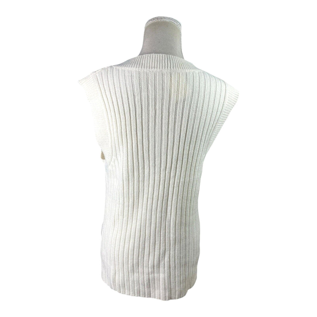 Divided Vest Jumper Light Beige Oversized Rib Knit Women’s UK Size XS