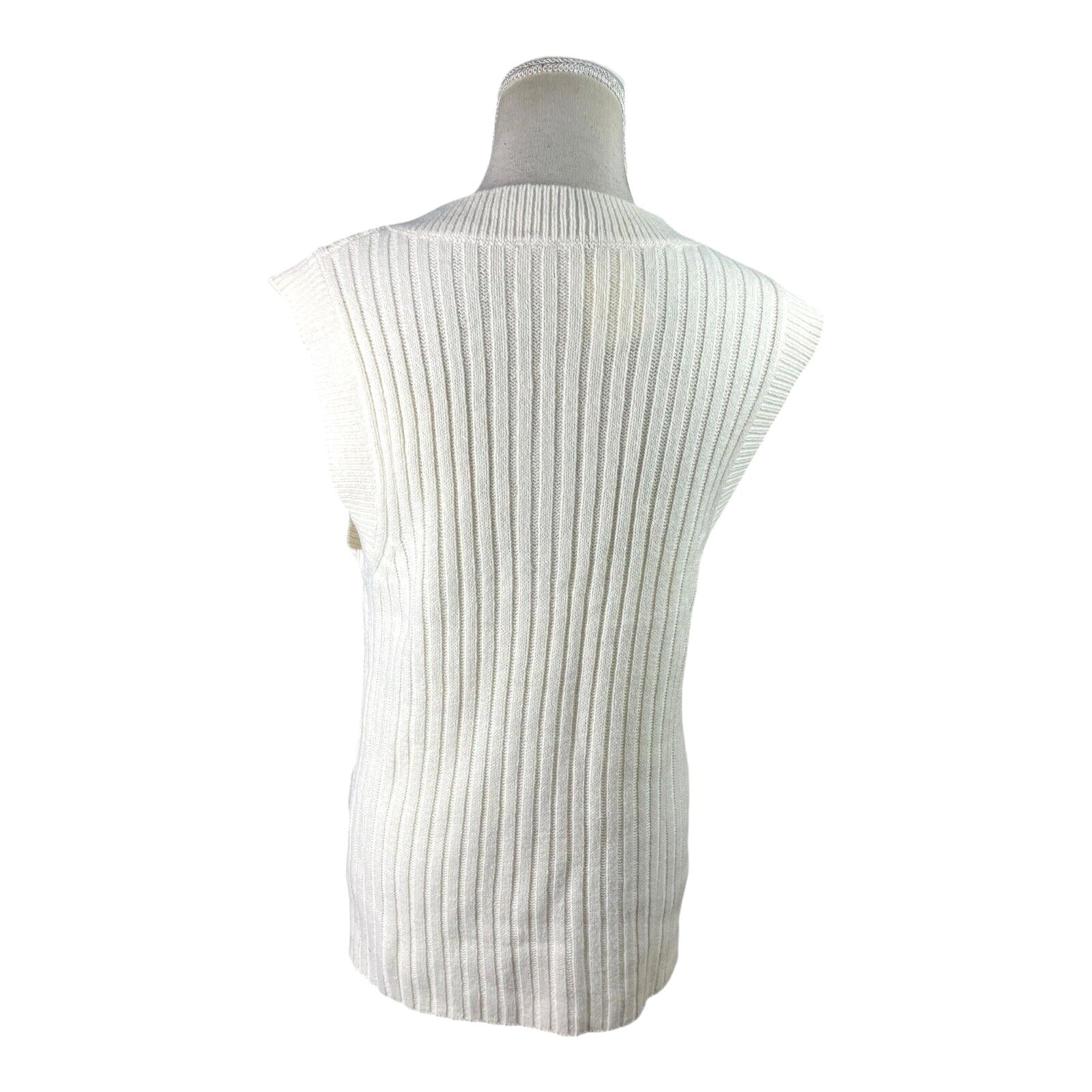 Divided Vest Jumper Light Beige Oversized Rib Knit Women’s UK Size XS