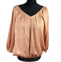 Peacocks Satin Peplum Top Women's UK Size 14 3/4 Sleeve Rose Gold
