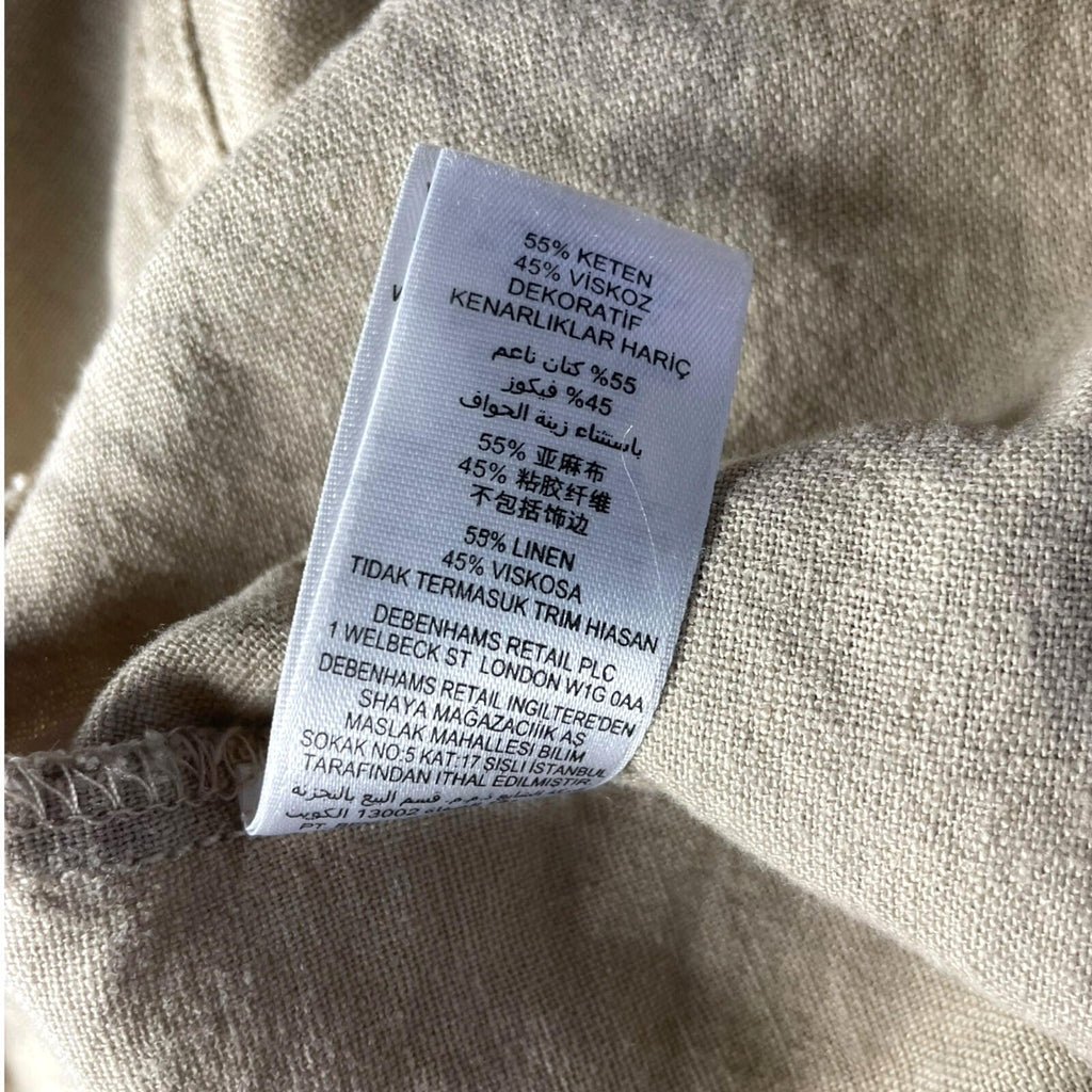 Debenhams Linen Jacket Women’s UK Size 18 Collared Pockets Beige Lightweight