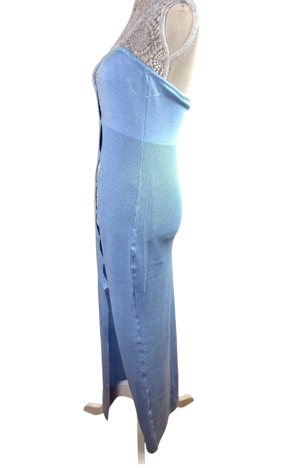 Light Blue Knit Beach Dress Maxi Cut Out Design Women’s UK Size 10-12