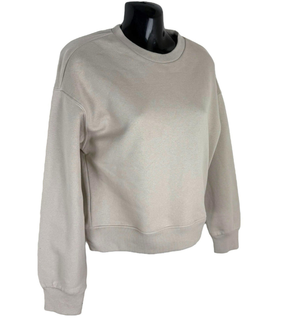 Divided Sweater Women's UK Size 2XS XXS Jersey Jumper Beige Cropped Crew Neck