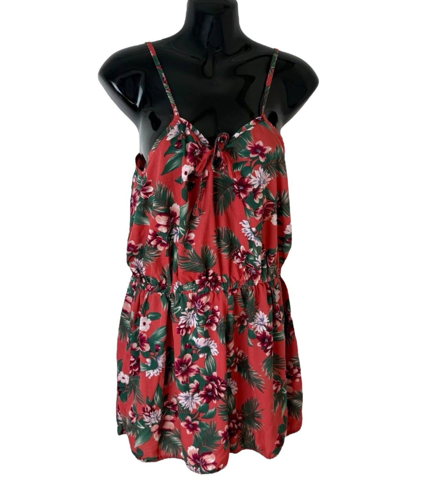 Studio Red Floral Playsuit Spaghetti Strap Women’s UK Size 12 Summer