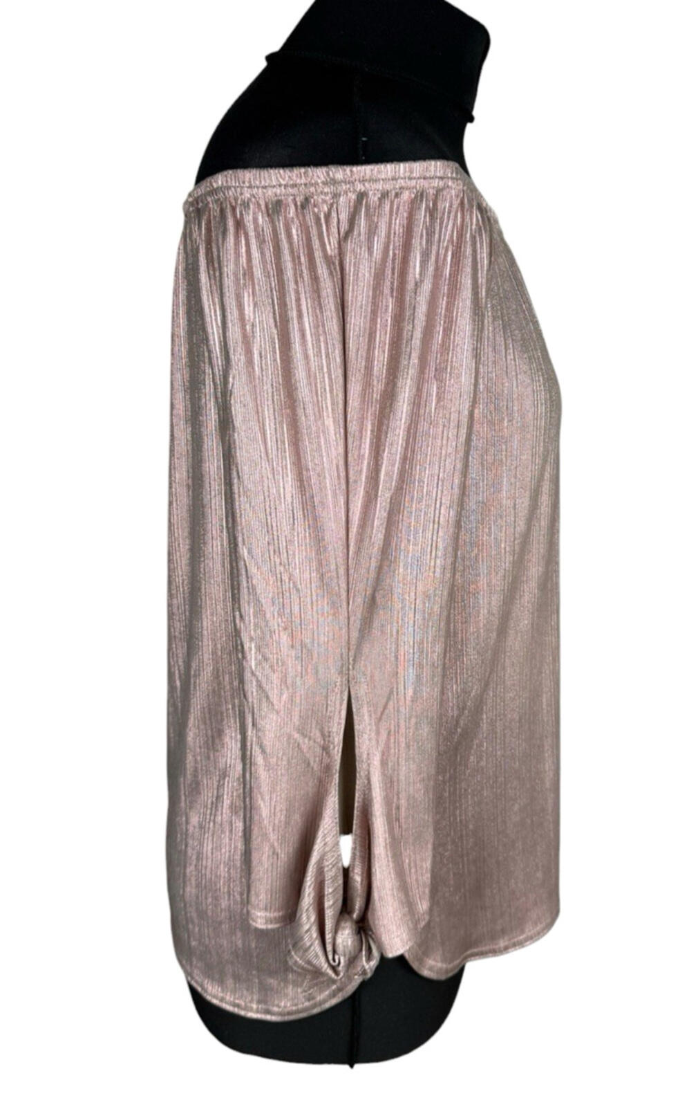 New Look Metallic Top Women’s UK Size 10 Off Shoulder 3/4 Sleeve Rose Gold