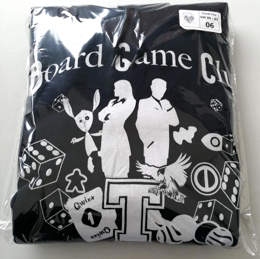 Graphic Print Hoodie Men's Size M Navy Blue Jersey Board Game Club