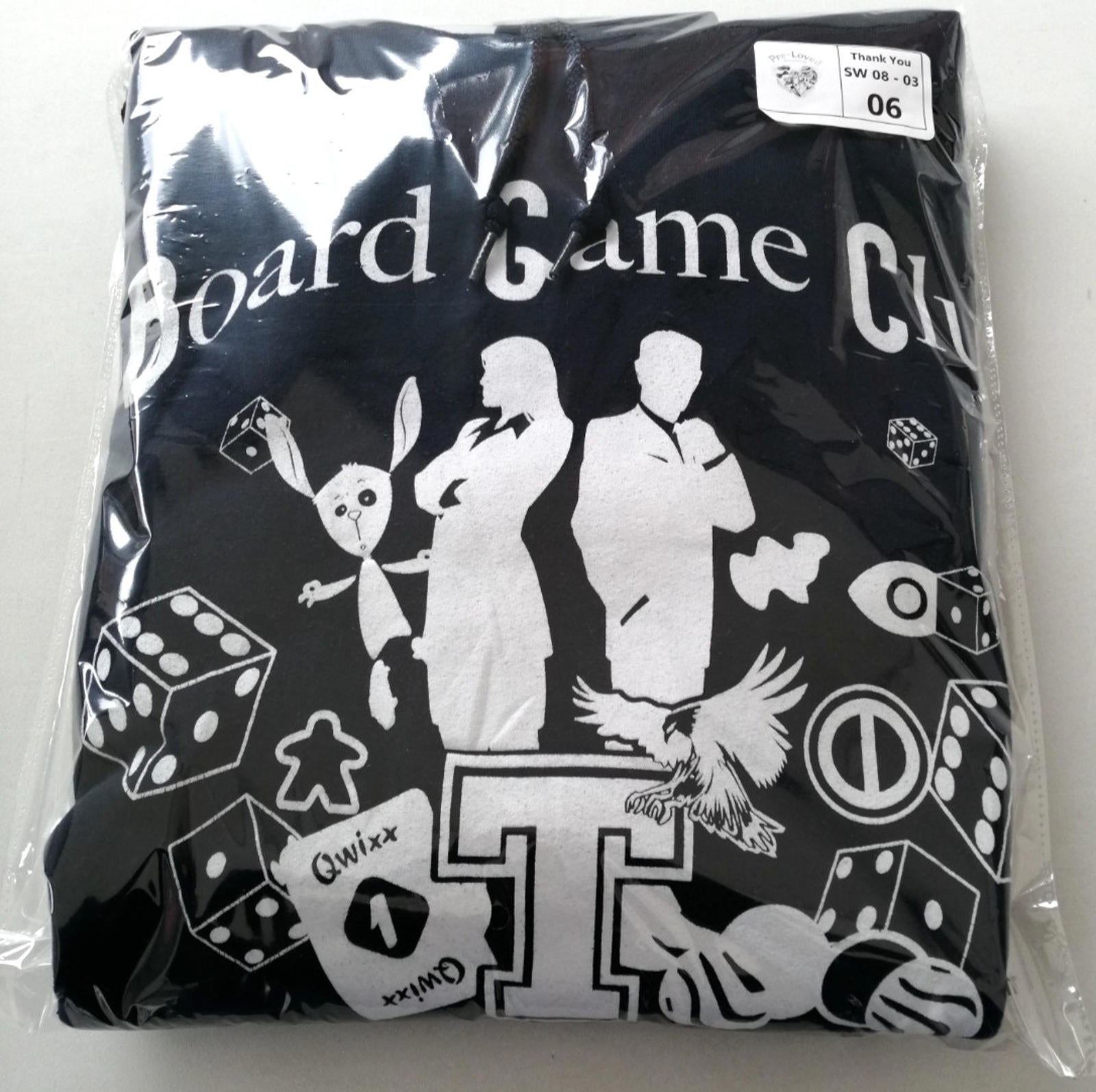 Graphic Print Hoodie Men's Size M Navy Blue Jersey Board Game Club