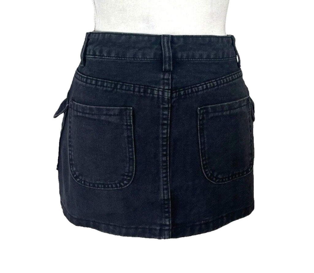 Dark Denim Cargo Mini Skirt Black Women's UK Size 8
